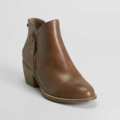 Clearance Botín tacón campero cremallera marrón Mujer Botines Tacón