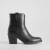 Discount Botín tacón campero negro PICCOLA PIU Mujer Botines Tacón