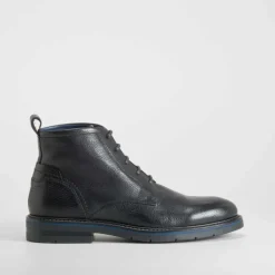 Clearance Botín tacón clásico piel negro Hombre Botas