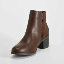 Discount Botín tacón combinado marrón PICCOLA PIU Mujer Botines Tacón|Básicos X Menos