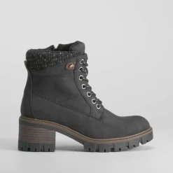 New Botín tacón con cordón negro Mujer Botines Tacón