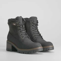 New Botín tacón con cordón negro Mujer Botines Tacón