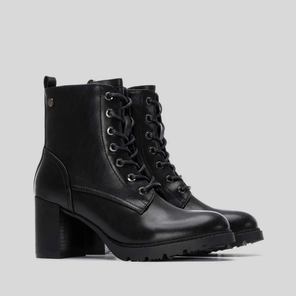 Online Botín tacón cordón negro Mujer Botines Tacón