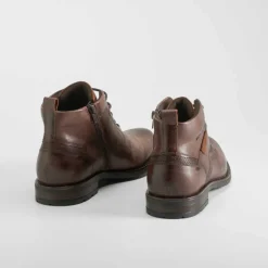 Online Botín tacón cordón piel marrón Hombre Botas