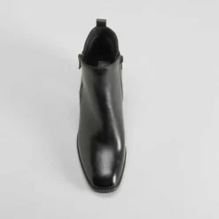 New Botín tacón cremallera piel negro Mujer Botines Tacón