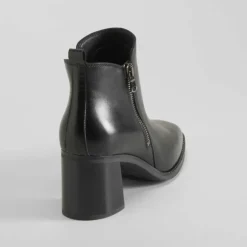 New Botín tacón cremallera piel negro Mujer Botines Tacón