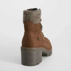 Clearance Botín tacón cremallera y cordón marrón Mujer Botines Tacón