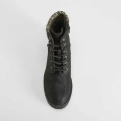 Sale Botín tacón cremallera y cordón negro Mujer Botines Tacón