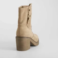 Sale Botín tacón crepe beige Mujer Botines Tacón