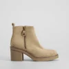 Sale Botín tacón crepe cremallera beige Mujer Botines Tacón