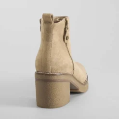 Sale Botín tacón crepe cremallera beige Mujer Botines Tacón