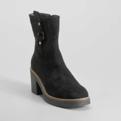 Sale Botín tacón crepe negro Mujer Botines Tacón