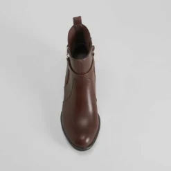 Discount Botín tacón elástico marrón oscuro PICCOLA PIU Mujer Botines Tacón