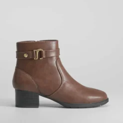 Clearance Botín tacón medio marrón Mujer Botines Tacón