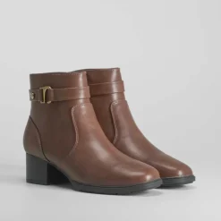 Clearance Botín tacón medio marrón Mujer Botines Tacón