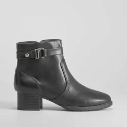 Outlet Botín tacón medio negro Mujer Botines Tacón