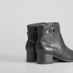 Outlet Botín tacón medio negro Mujer Botines Tacón
