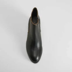 Sale Botín tacón medio piel negro Mujer Botines Tacón