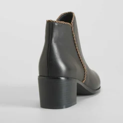 Sale Botín tacón medio piel negro Mujer Botines Tacón