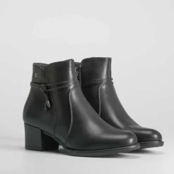 Outlet Botín tacón negro cordón PICCOLA PIU Mujer Botines Tacón