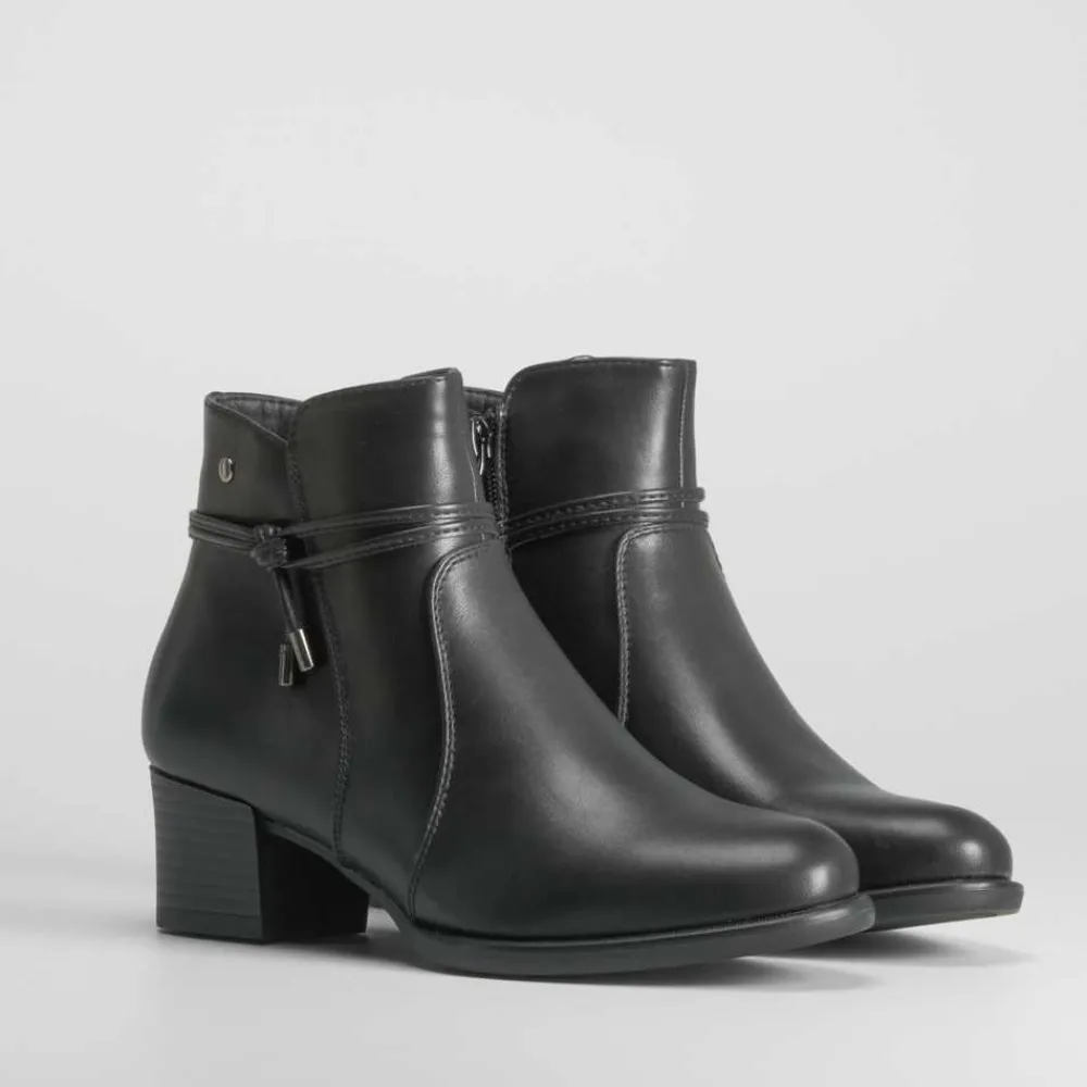 Outlet Botín tacón negro cordón PICCOLA PIU Mujer Botines Tacón