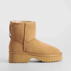 Clearance Botín tacón pelo piel beige Mujer Botines Tacón