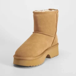 Clearance Botín tacón pelo piel beige Mujer Botines Tacón