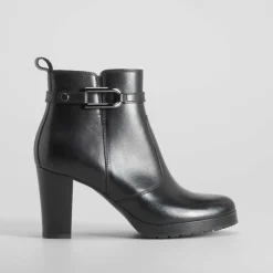 Discount Botín tacón plataforma piel negro Mujer Botines Tacón