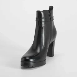 Discount Botín tacón plataforma piel negro Mujer Botines Tacón