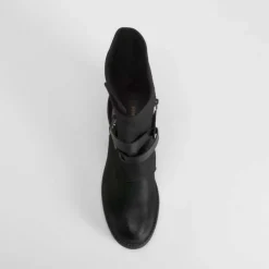 Online Botín tacón solapa diagonal negro Mujer Botines Tacón