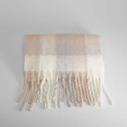 Outlet Bufanda print cuadros rosa beige MKL Mujer Complementos Para Mujer