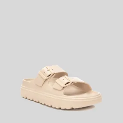 New Chancla con hebillas chunky beige Mujer Chanclas