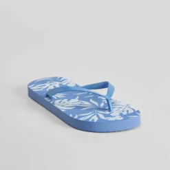 Hot Chancla de dedo floral azul Mujer Chanclas