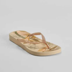 New Chancla de dedo floral beige Mujer Chanclas