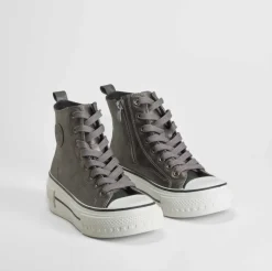 Outlet Deportiva alta cuña negra Mujer Zapatillas Altas