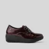 Deportiva casual cordón charol burdeos Mujer Zapatos Confort|Bluchers
