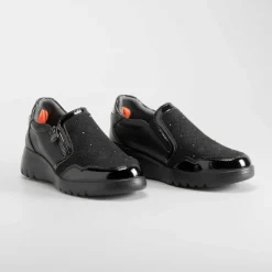 Online Deportiva casual cremallera negra Mujer Zapatos Confort|Zapatos Planos