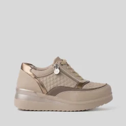 Discount Deportiva casual cremallera lateral beige Mujer Sneakers