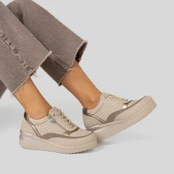 Discount Deportiva casual cremallera lateral beige Mujer Sneakers