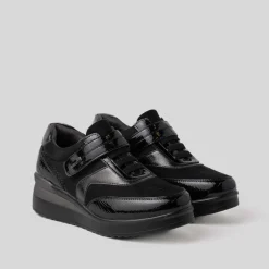Online Deportiva casual cremallera lateral negra Mujer Sneakers