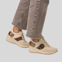 Clearance Deportiva casual cuña animal beige Mujer Sneakers