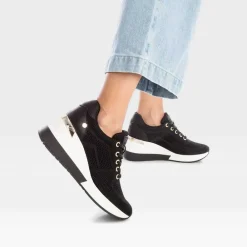 Discount Deportiva cuña mesh negra Mujer Sneakers