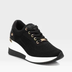 Discount Deportiva cuña mesh negra Mujer Sneakers