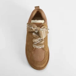 Outlet Deportiva pelo piel beige Mujer Botines Planos