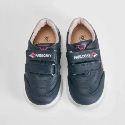 Outlet Deportiva piel tres velcros azul Zapatillas Deportivas