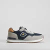 Discount Deportiva retro casual azul marino y gris Hombre Sneakers