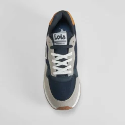 Discount Deportiva retro casual azul marino y gris Hombre Sneakers