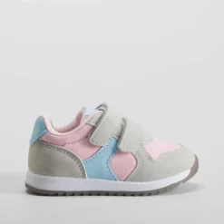 Deportiva retro running gris y rosa Zapatillas Deportivas