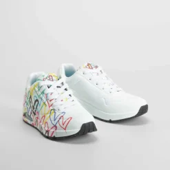 Outlet Deportiva UNO blanca dibujo multicolor Mujer Zapatillas Deportivas