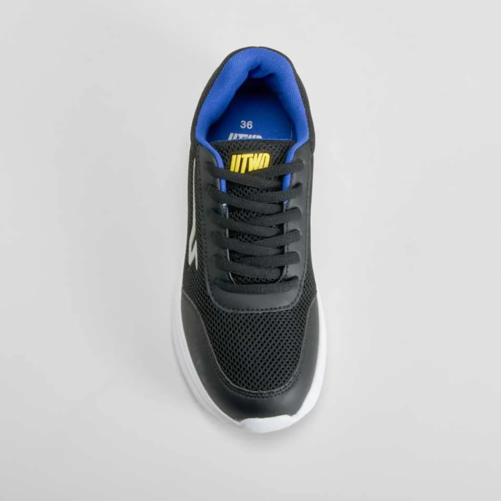 Online Deportiva walking color negro y azul Zapatillas Deportivas